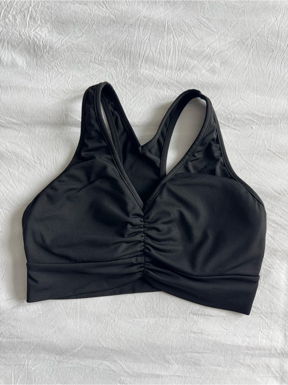 Black Ruched Front Sports Bra